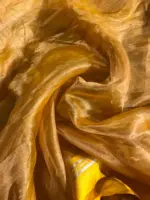 Haldi Yellow  Handwoven Tissue Silk Saree with Satin Silk Border - Image 7