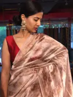 Ivory Printed Tissue Silk Saree
