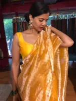Haldi Yellow Pure Tissue Silk Saree - Image 2