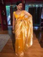 Haldi Yellow Pure Tissue Silk Saree - Image 6
