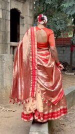 Red Traditional Tissue Lehenga Set Of 3 - Image 4