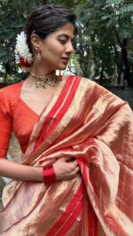 Red Traditional Tissue Lehenga Set Of 3 - Image 3