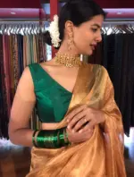 Bottle Green Cotton Silk Blouse - Image 2