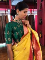 Green Silk Embroidered Blouse - Image 3