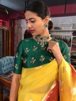 Green Silk Embroidered Blouse - Image 5