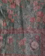 Green Printed Crushed Tissue Silk Saree - Image 6