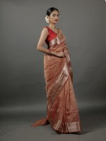 Orange Crushed Tissue Silk Saree - Image 4