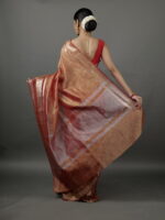 Orange Crushed Tissue Silk Saree - Image 4