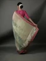 Sea Green Tissue Silk Saree highlighted with sequins Embroidered - Image 4