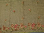 Green Crushed Tissue Silk Saree with Cutwork Embroidery - Image 6