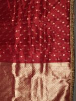 Scarlet Red Dual Tone Tissue Silk Saree highlighted with Gota Detailing - Image 6