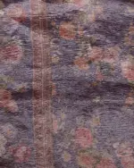 Blue Printed Crushed Tissue Silk Saree - Image 5