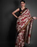 Red Kalamkari Printed Mangalagiri Silk Saree - Image 3