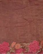 Pink Crushed Tissue Silk Saree with Cutwork Embroidery - Image 4