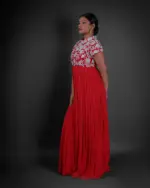 Red Embroidered Georgette Dress - Image 4