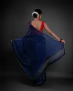 Navy Blue Chiffon Saree - Image 4