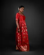 Red Banarasi Silk Dress - Image 4
