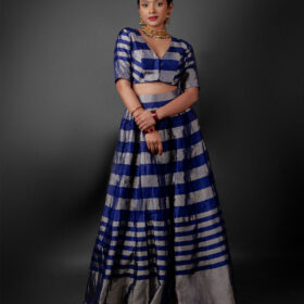 Blue Tissue SIlk Lehenga by Mirra Clothing