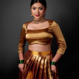 Molten Gold Silk Lehenga Set (Set of 2)