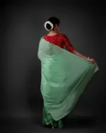 Sea Green Chiffon Silk Saree - Image 4