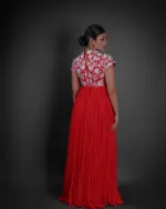 Red Embroidered Georgette Dress - Image 5
