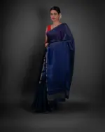 Navy Blue Chiffon Saree - Image 3