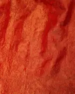 Scarlet Red Crushed Tissue Silk Saree with Gold Zari Border - Image 5