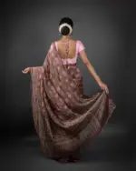 Brown Printed Crushed Tissue Silk Saree - Image 4