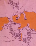 Yellow Kalamkari Printed Mangalagiri Silk Saree - Image 5