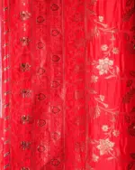 Peachy Red Banarasi Silk Saree in Georgette - Image 5