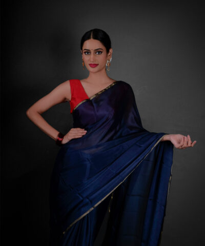 Navy Blue Chiffon Saree