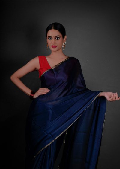 Navy Blue Chiffon Saree