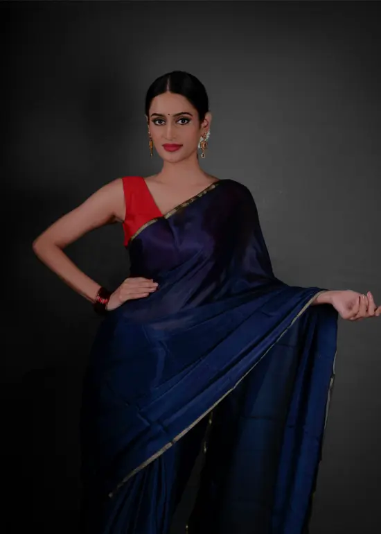 Navy Blue Chiffon Saree
