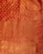 Scarlet Red Crushed Tissue Silk Saree with Gold Zari Border - Image 6