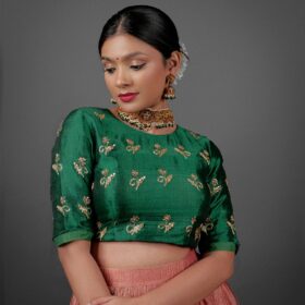 Crushed Tissue Silk Lehenga by Mirra Clothing
