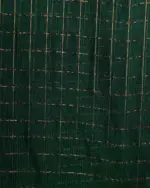 Bottle Green Chequered Handwoven Mangalagiri Silk Saree - Image 5