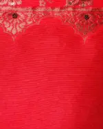 Peachy Red Banarasi Silk Saree in Georgette - Image 6