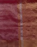 Red Crushed Semi Tissue Silk Saree With Gold Zari Weaves - Image 6