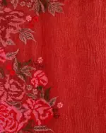 Red Crushed Tissue Silk Saree With Cutwork Embroidery - Image 6