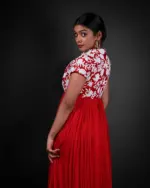 Red Embroidered Georgette Dress - Image 3