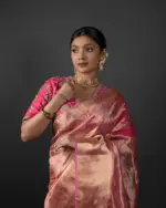 Pink Tissue Silk Saree with Kanchi Gold Zari Weaves
