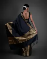 Black Banarasi Soft Silk Saree - Image 3