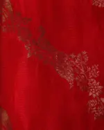 Peachy Red Banarasi Silk Saree Highlighted with Embroidery - Image 6