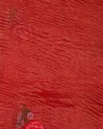 Red Crushed Tissue Silk Saree With Cutwork Embroidery - Image 5