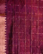 Coffee Brown Chequered Handwoven Mangalagiri Silk Saree - Image 5