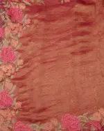 Pink Crushed Tissue Silk Saree with Cutwork Embroidery - Image 5