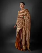 Coffee Brown Tissue Silk Dupatta with Beautiful Gold Zari Weaves