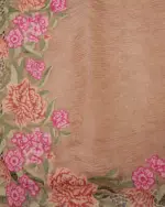 Beige Crushed Tissue Silk Saree highlighted with Cutwork Embroidery - Image 5