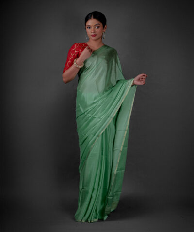 Sea Green Chiffon Silk Saree