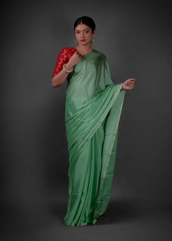 Sea Green Chiffon Silk Saree